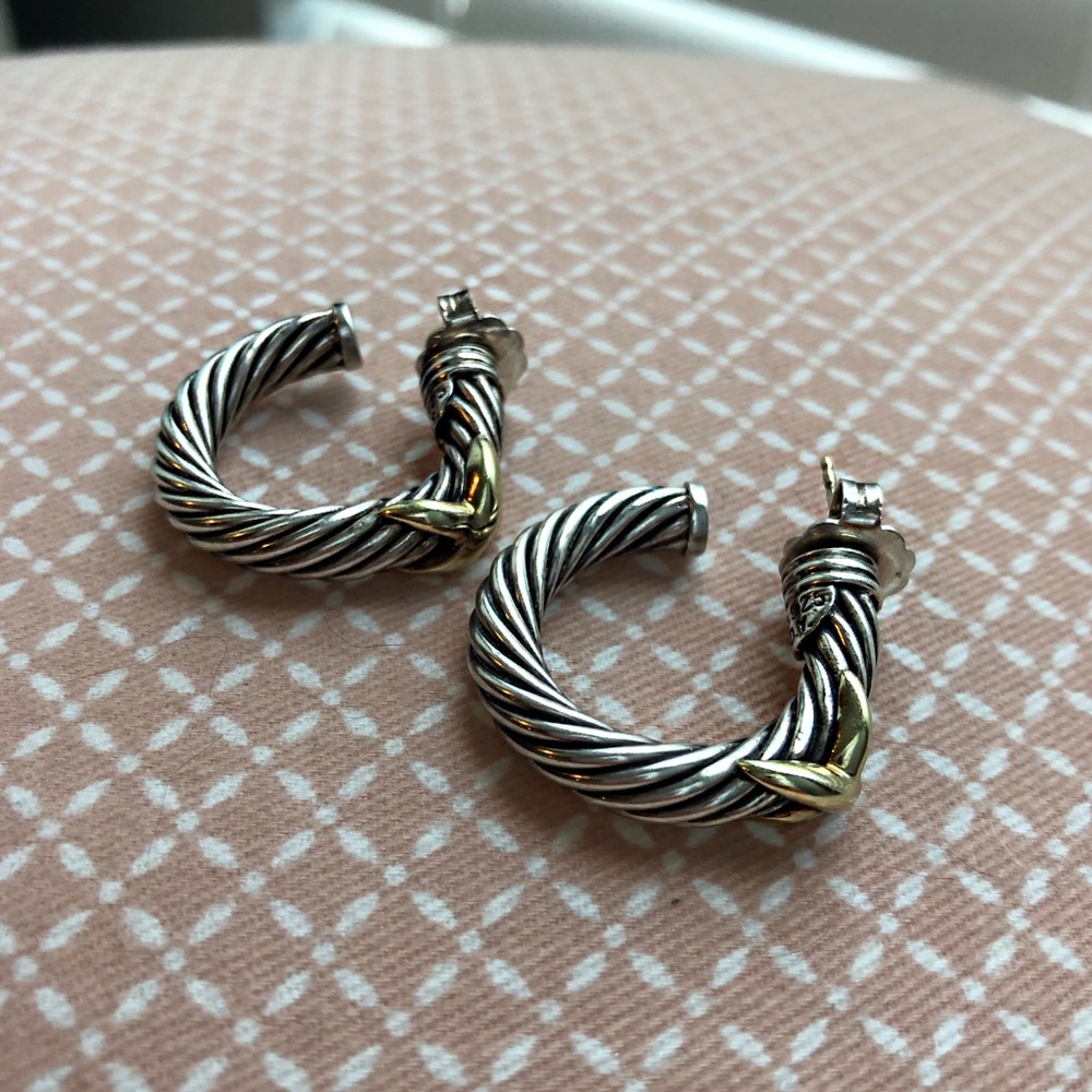 DAVID YURMAN Cable X Hoop Earrings - AUTHENTIC